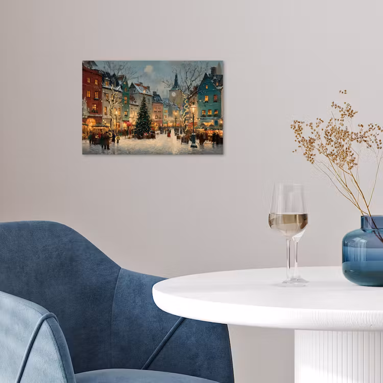Poster - Kerstsfeer - Stadsplein - Kleurrijk — 4