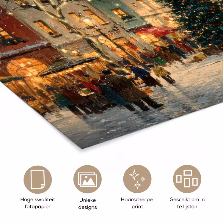 Poster - Kerstsfeer - Stadsplein - Kleurrijk — 5