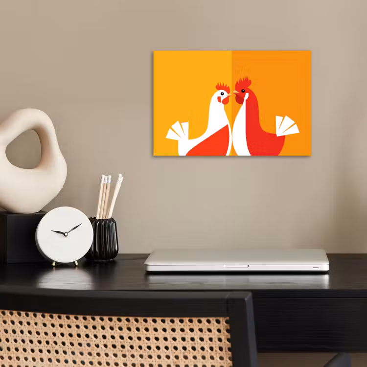 Poster - Kippen - Oranje - Vlakken — 2