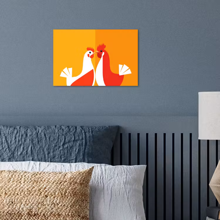 Poster - Kippen - Oranje - Vlakken — 3