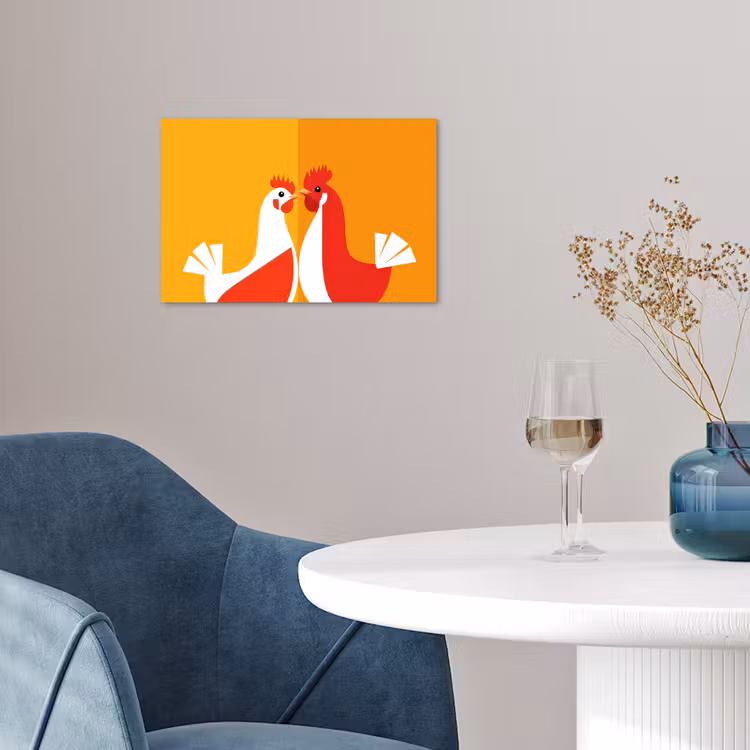 Poster - Kippen - Oranje - Vlakken — 4