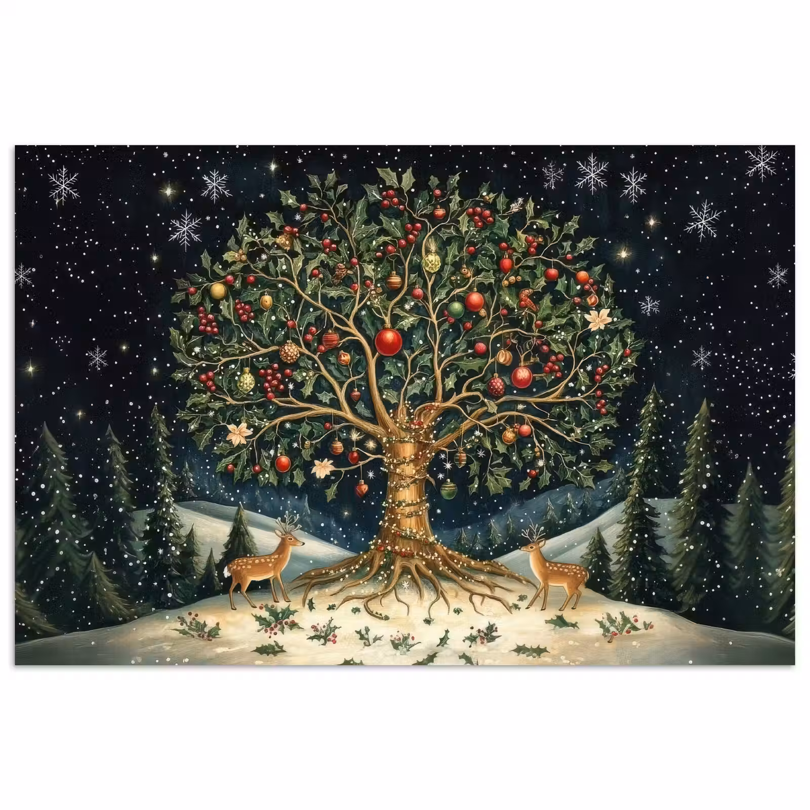 Poster - Feestboom - Winterhemel - Kleurrijk — 1