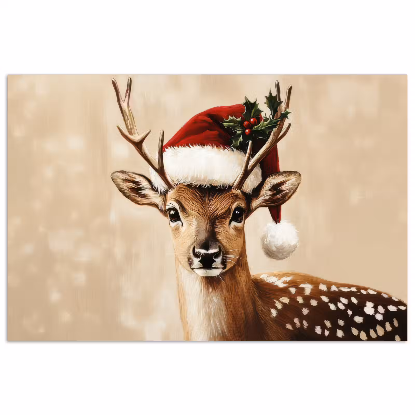 Poster - Kerst - Hert - Gewei - Rood — 1