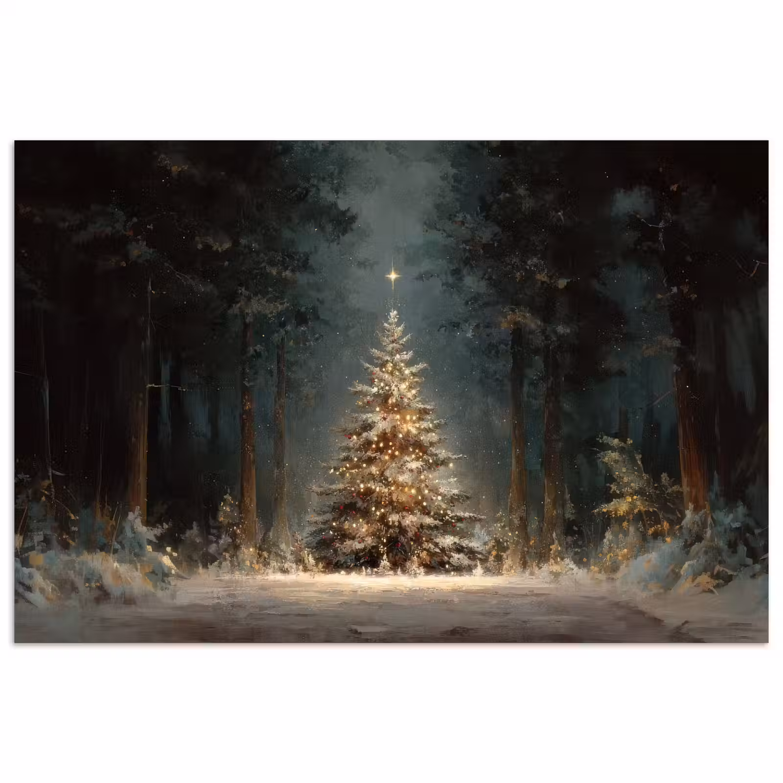 Poster - Kerstboom - Bos - Sneeuw - meerkleurig — 1