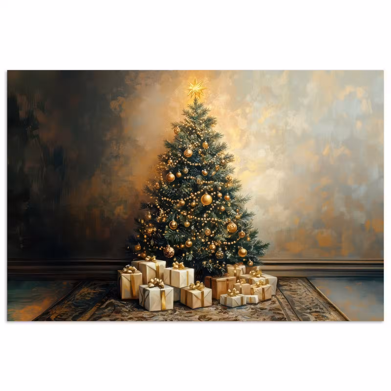 Poster - Kerstboom - Cadeaus - Goud — 1