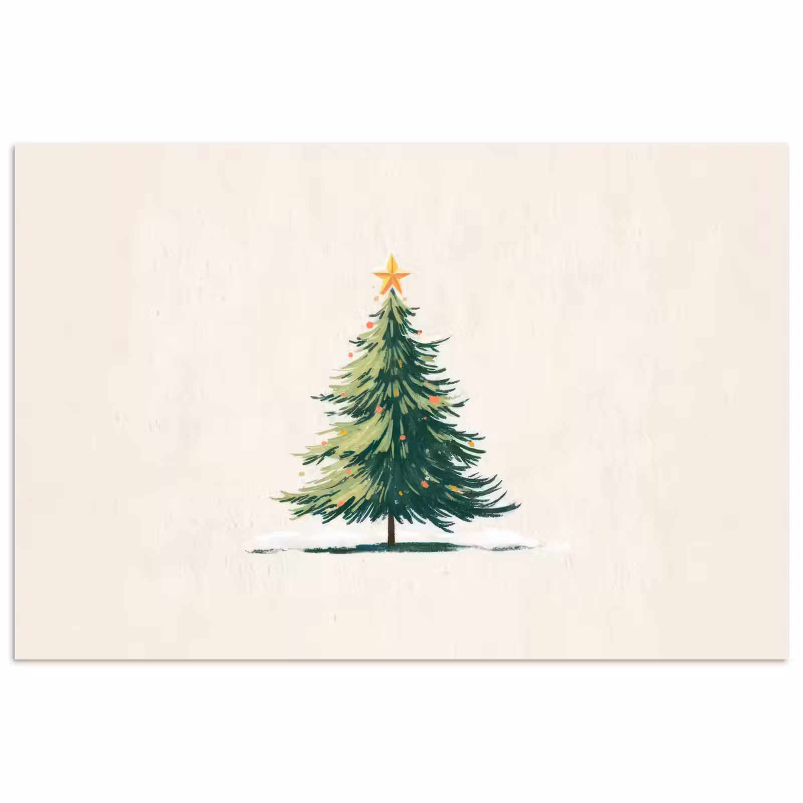 Poster - Kerstboom - Illustratie - Ster - Sneeuw — 1