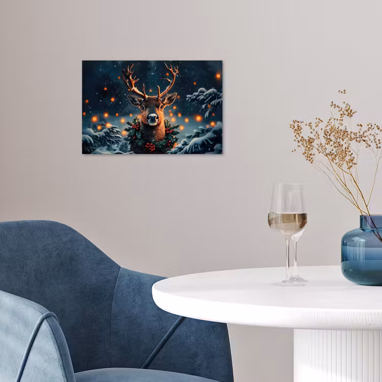 Poster - Hert - Kerst - Winter - Sneeuw - Kerstkrans — 4