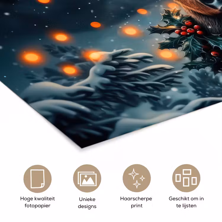 Poster - Hert - Kerst - Winter - Sneeuw - Kerstkrans — 5