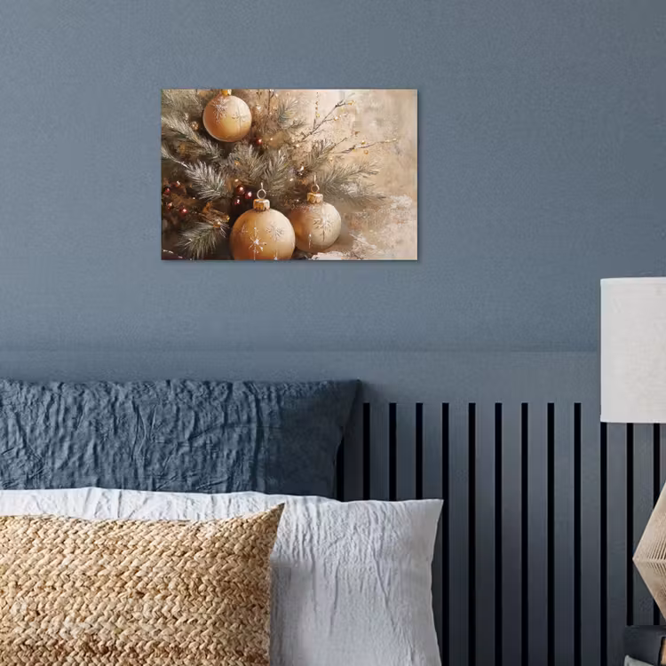 Poster - Kerst - Kerstballen - Beige - Goud — 3