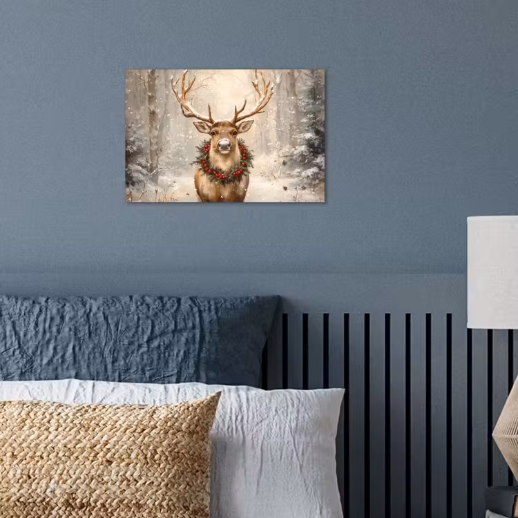 Poster - Kerst - Rendier - Winter - Krans — 3