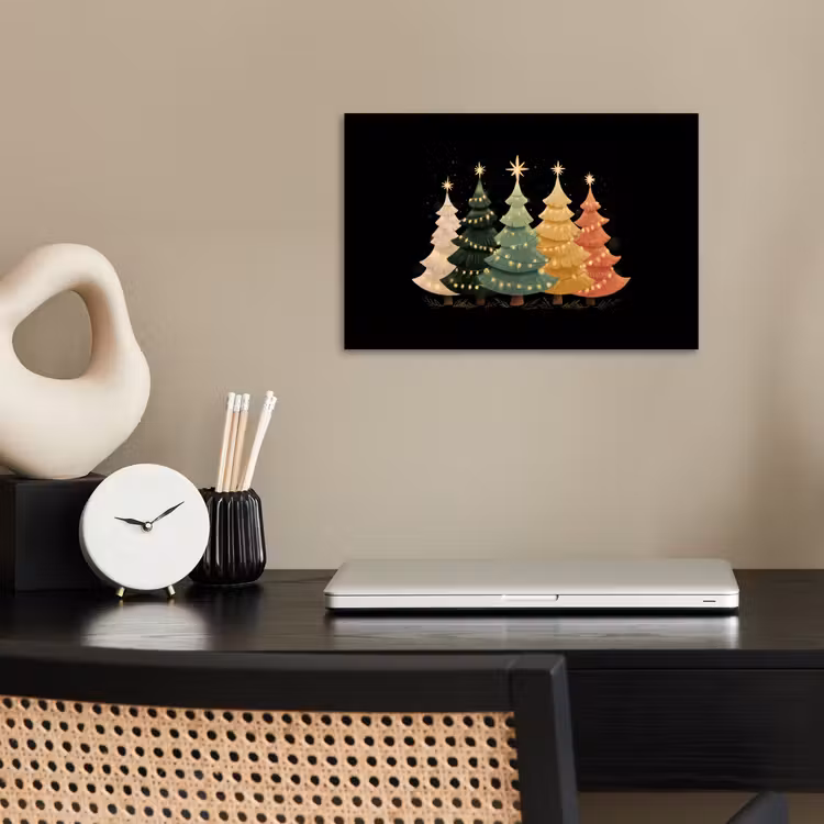 Poster - Kerstbomen - Kleurrijk - Lichtjes - Ster — 2