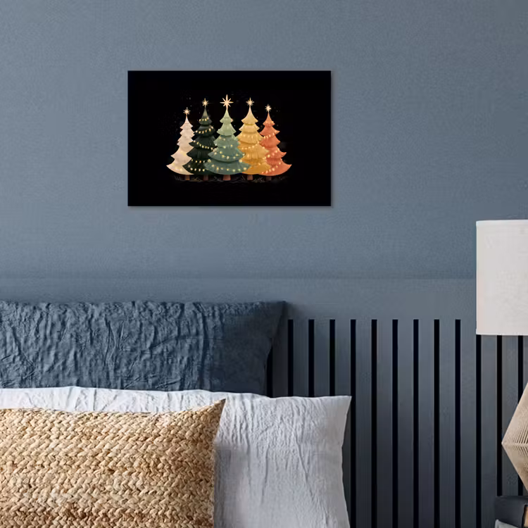 Poster - Kerstbomen - Kleurrijk - Lichtjes - Ster — 3