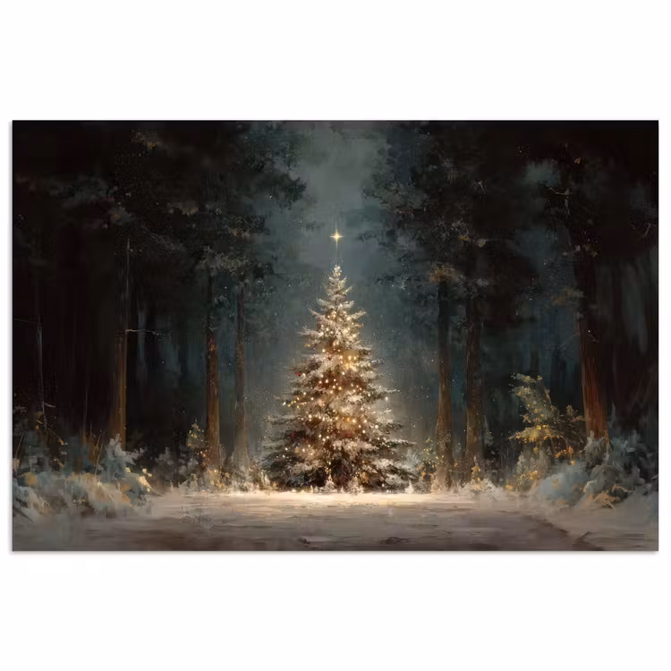 Poster - Kerstboom - Bos - Sneeuw - meerkleurig — 1