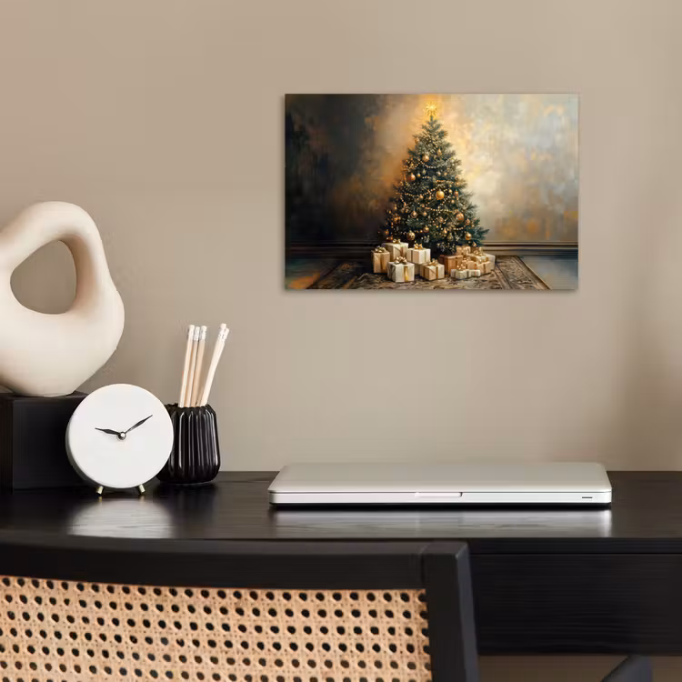 Poster - Kerstboom - Cadeaus - Goud — 2