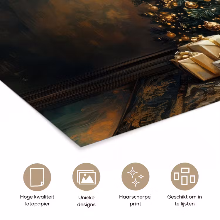 Poster - Kerstboom - Cadeaus - Goud — 5
