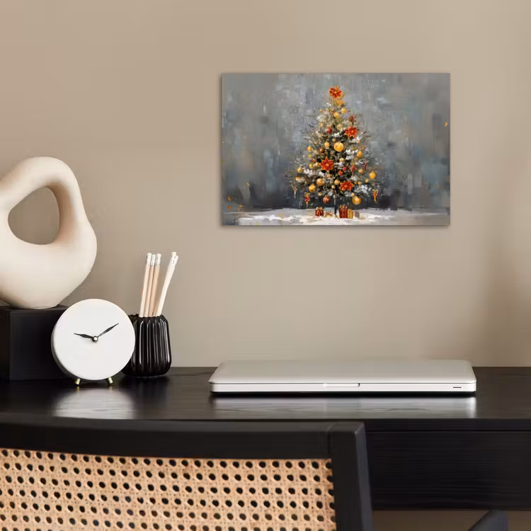 Poster - Kerstboom - Cadeaus - Rood - Goud — 2