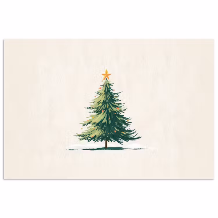 Poster - Kerstboom - Illustratie - Ster - Sneeuw — 1