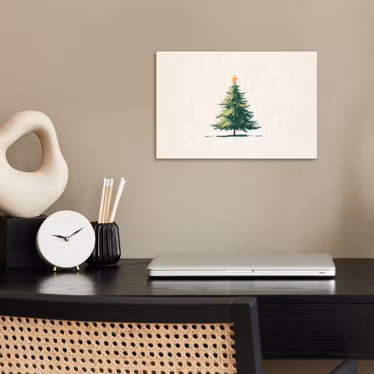 Poster - Kerstboom - Illustratie - Ster - Sneeuw — 2