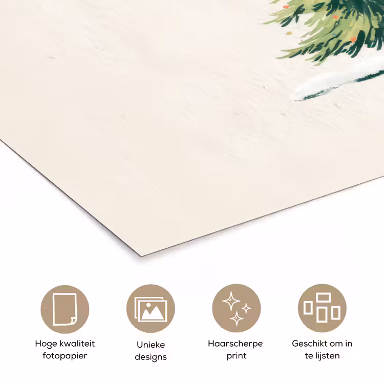 Poster - Kerstboom - Illustratie - Ster - Sneeuw — 5