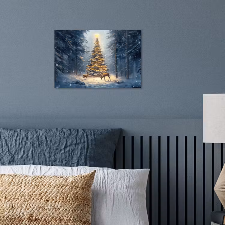 Poster - Kerstlicht - Woud - Hert - Donker — 3