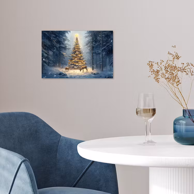 Poster - Kerstlicht - Woud - Hert - Donker — 4