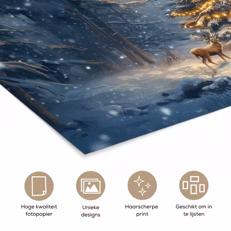 Poster - Kerstlicht - Woud - Hert - Donker — 5