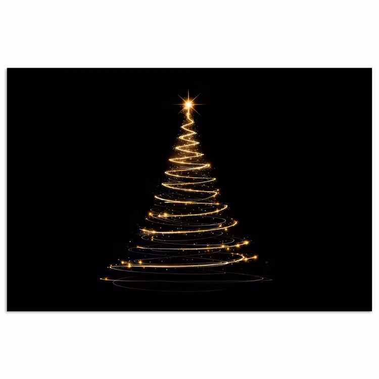 Poster - Magisch - Kerstboom - Lichtspiralen - Zwart — 1