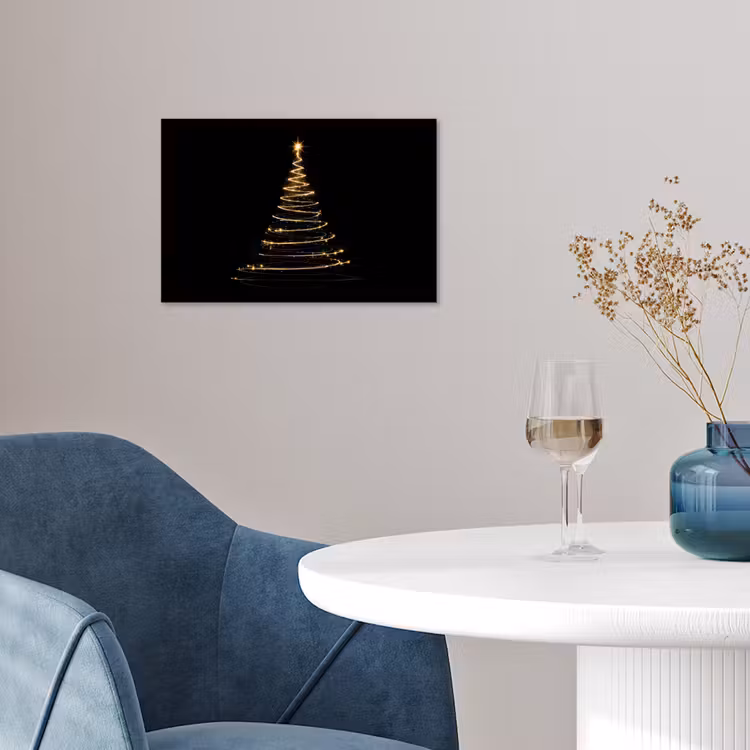 Poster - Magisch - Kerstboom - Lichtspiralen - Zwart — 4
