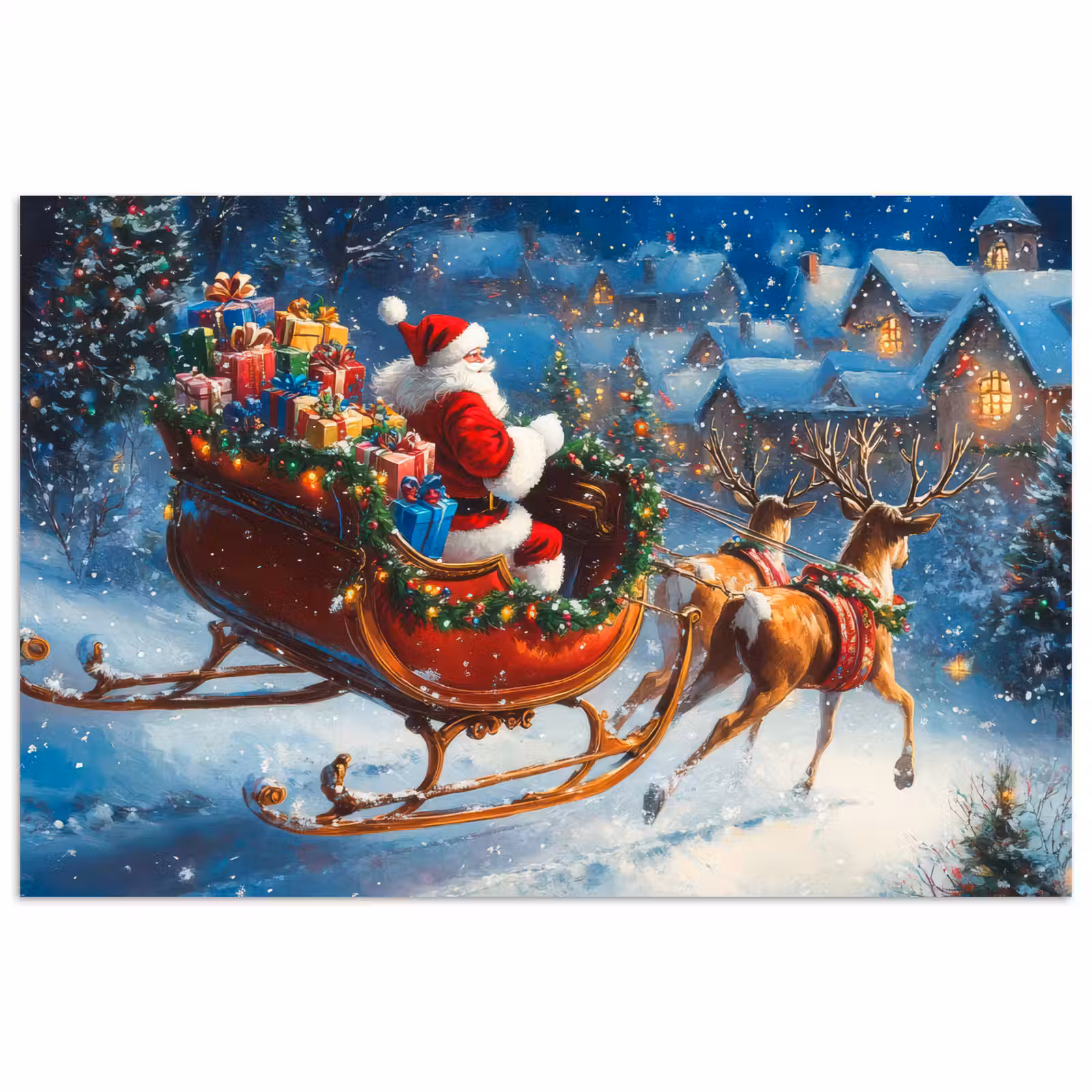 Poster - Kerstman - Rendier - Kerst - Sneeuw — 1