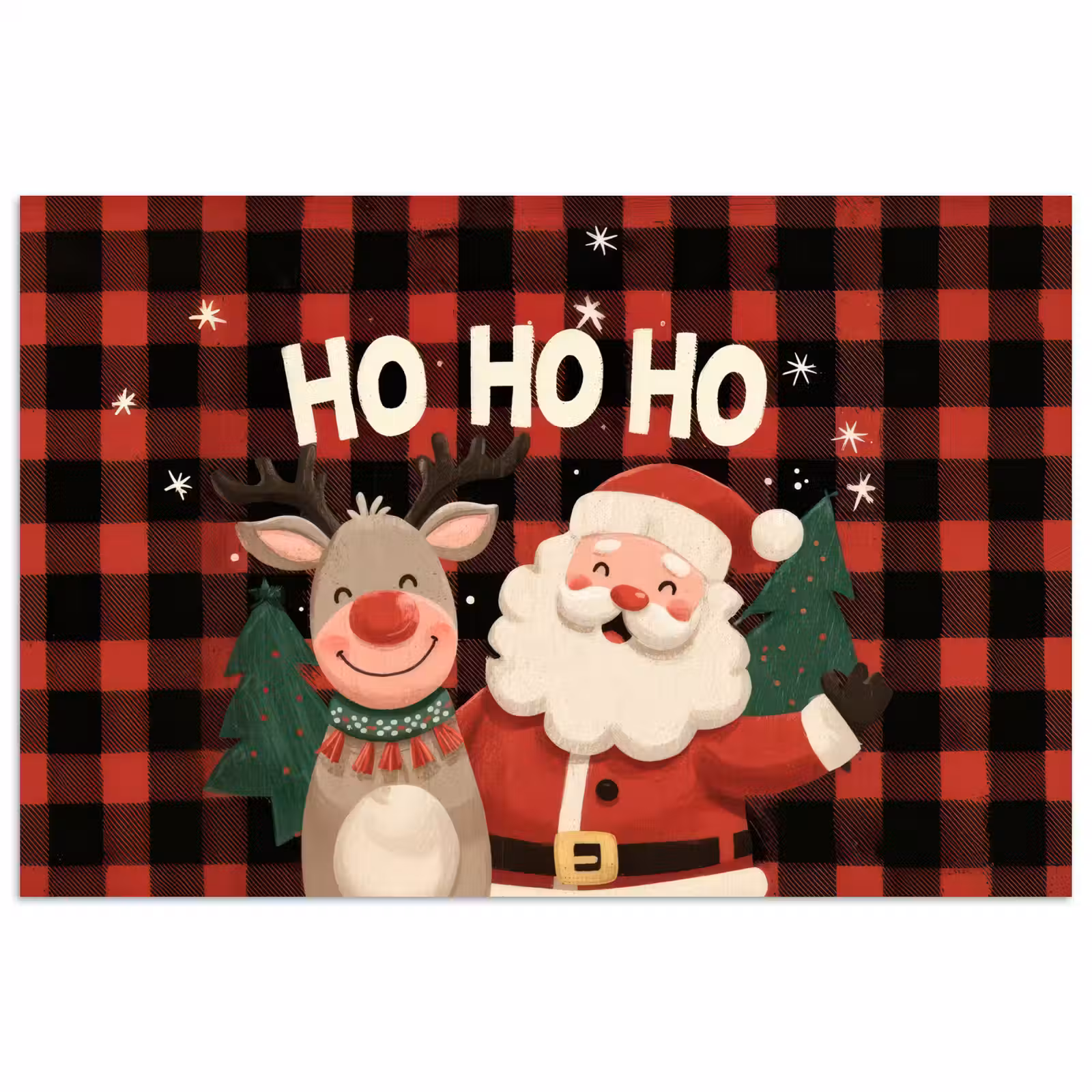 Poster - Kerstman - Rendier - Tekst - Rood - Zwart — 1