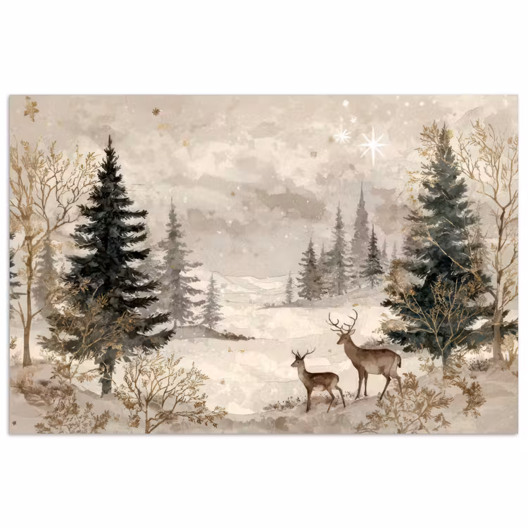 Poster - Bos - Herten - Winter - Sneeuw — 1
