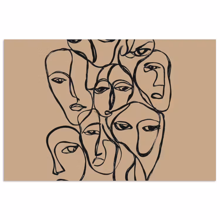 Poster - Gezichtenzee - Lijntekening - Abstract — 1