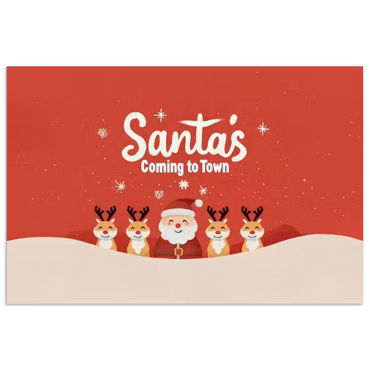 Poster - Illustratie - Kerstman - Rendieren - Rood — 1
