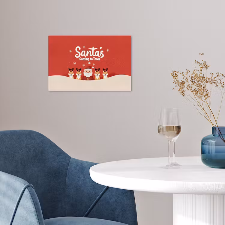 Poster - Illustratie - Kerstman - Rendieren - Rood — 4
