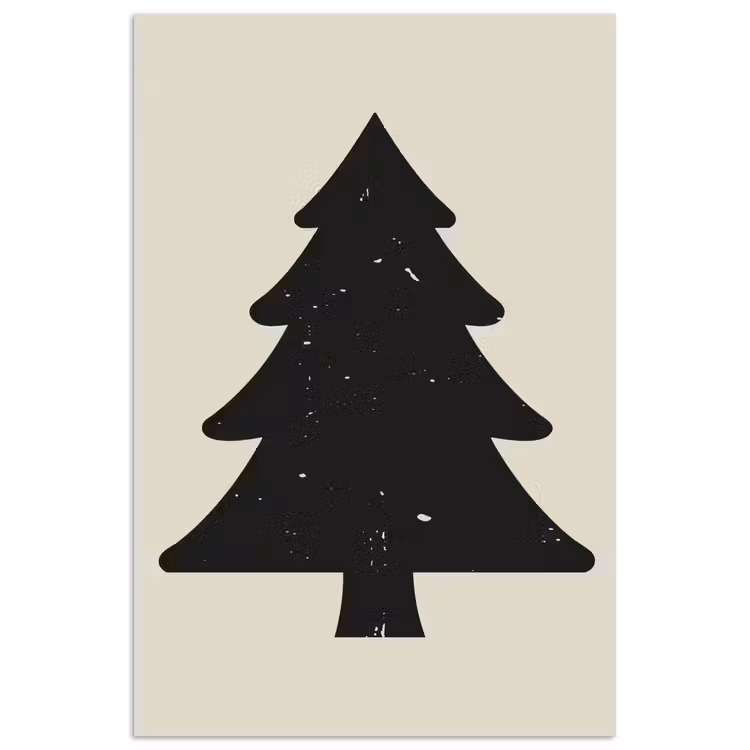 Poster - Kerstboom - Zwarte kerstboom - Boom - Japandi — 1