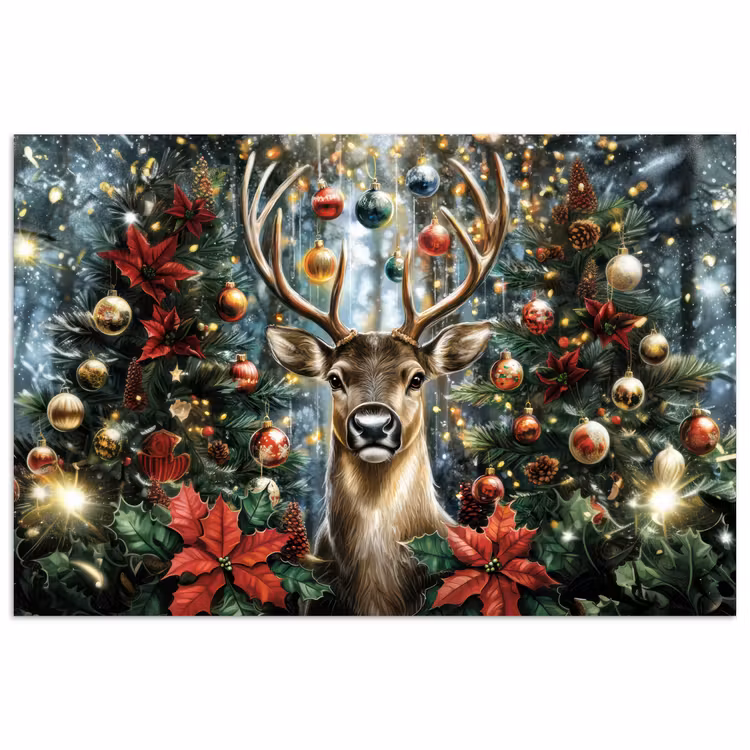 Poster - Kerstfeest - Dennenbos - Rood — 1