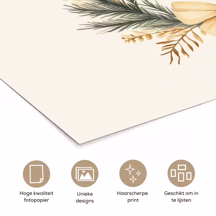 Poster - Kerstkrans - Kerst - Goud - Beige — 5