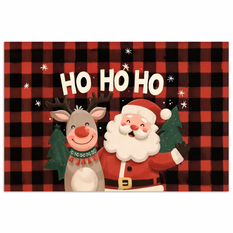 Poster - Kerstman - Rendier - Tekst - Rood - Zwart — 1