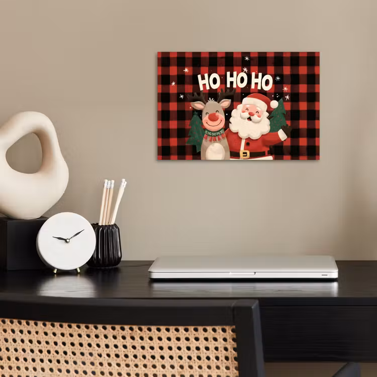 Poster - Kerstman - Rendier - Tekst - Rood - Zwart — 2