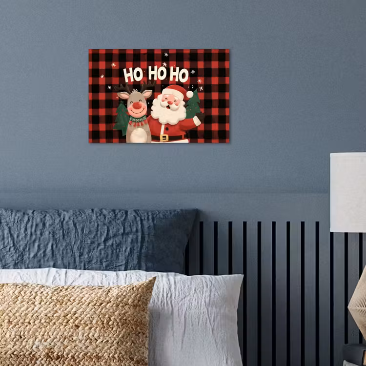 Poster - Kerstman - Rendier - Tekst - Rood - Zwart — 3