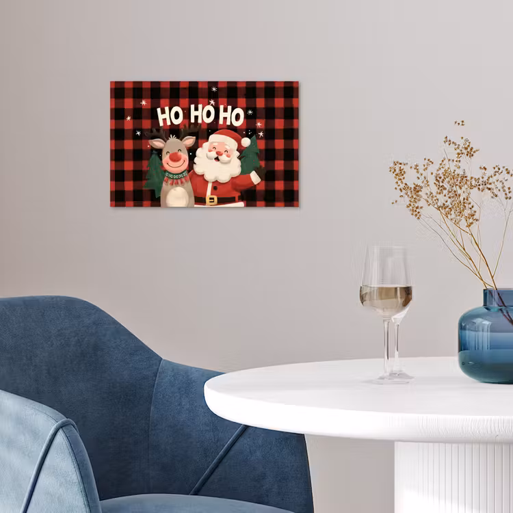 Poster - Kerstman - Rendier - Tekst - Rood - Zwart — 4
