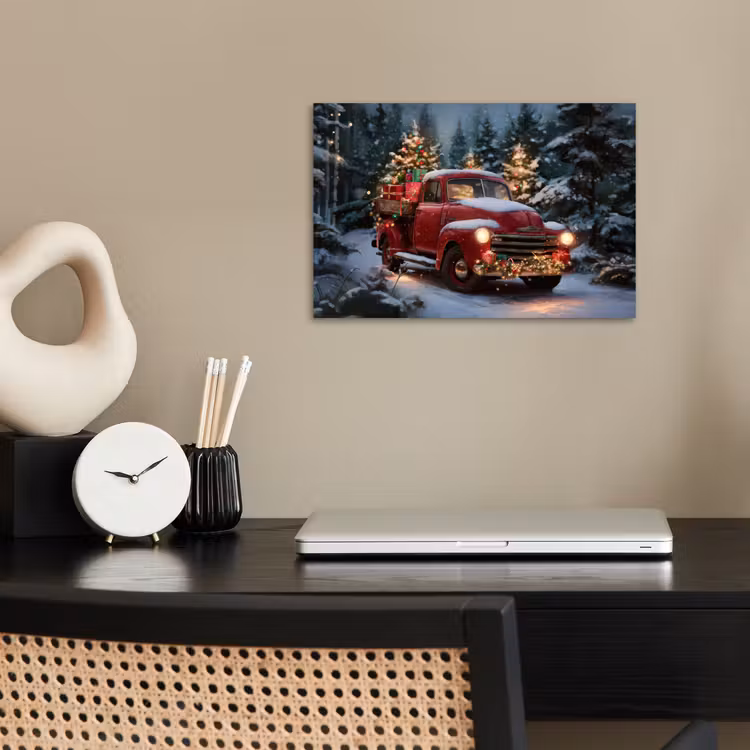 Poster - Kersttruck - Sneeuwbos - Rood — 2