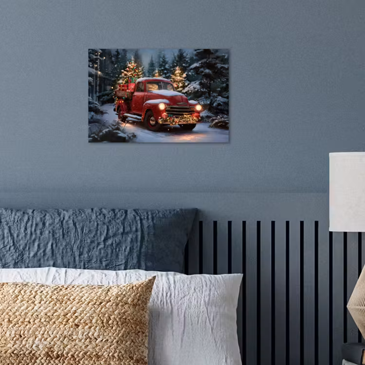 Poster - Kersttruck - Sneeuwbos - Rood — 3