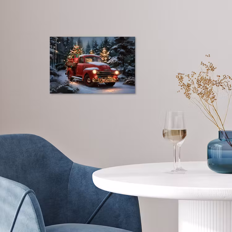 Poster - Kersttruck - Sneeuwbos - Rood — 4