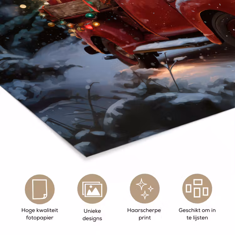 Poster - Kersttruck - Sneeuwbos - Rood — 5