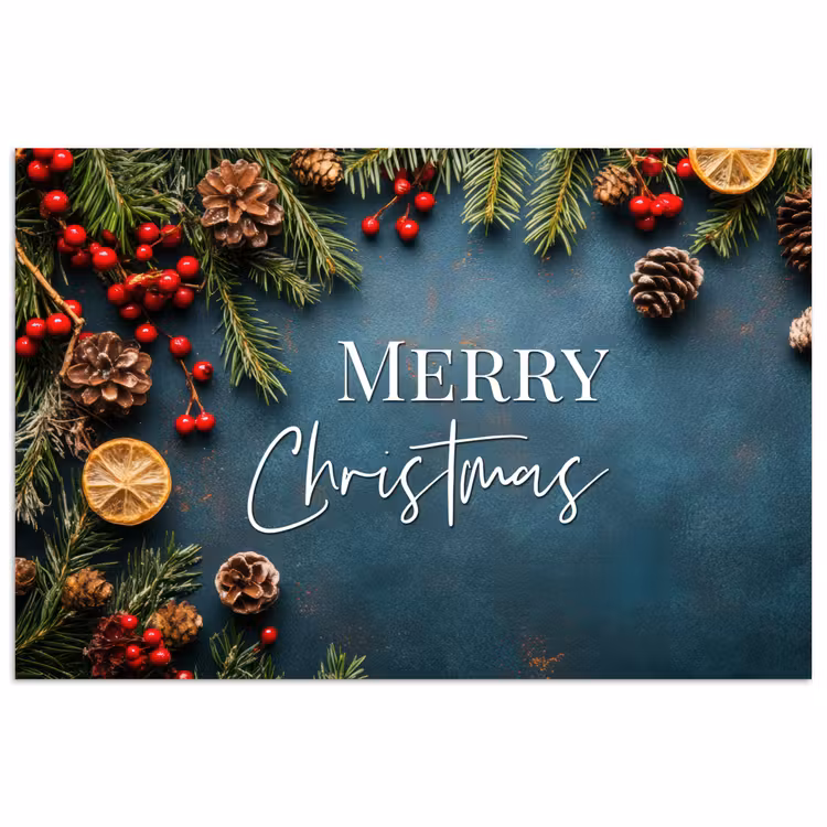Poster - Merry Christmas - Blauw - Kerst - Winter — 1