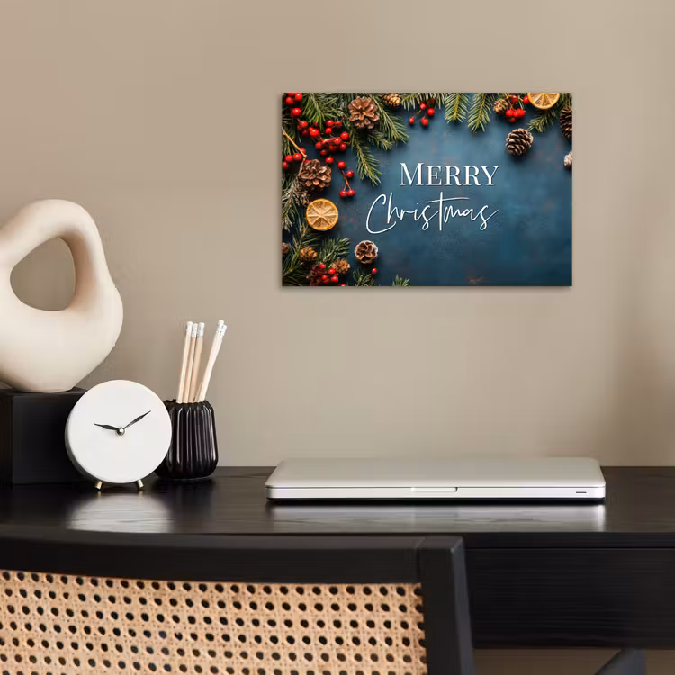 Poster - Merry Christmas - Blauw - Kerst - Winter — 2