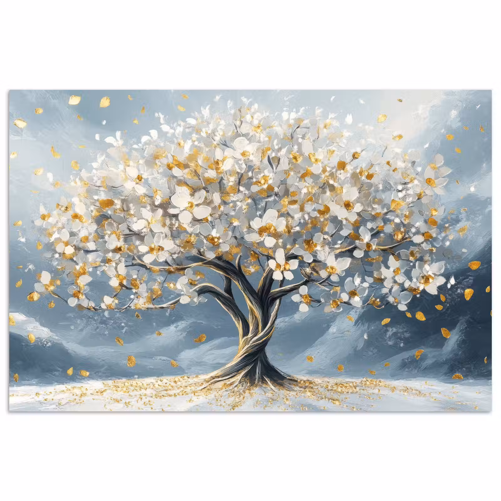 Poster - Boom - Winter - Levensboom - Modern - Goud — 1