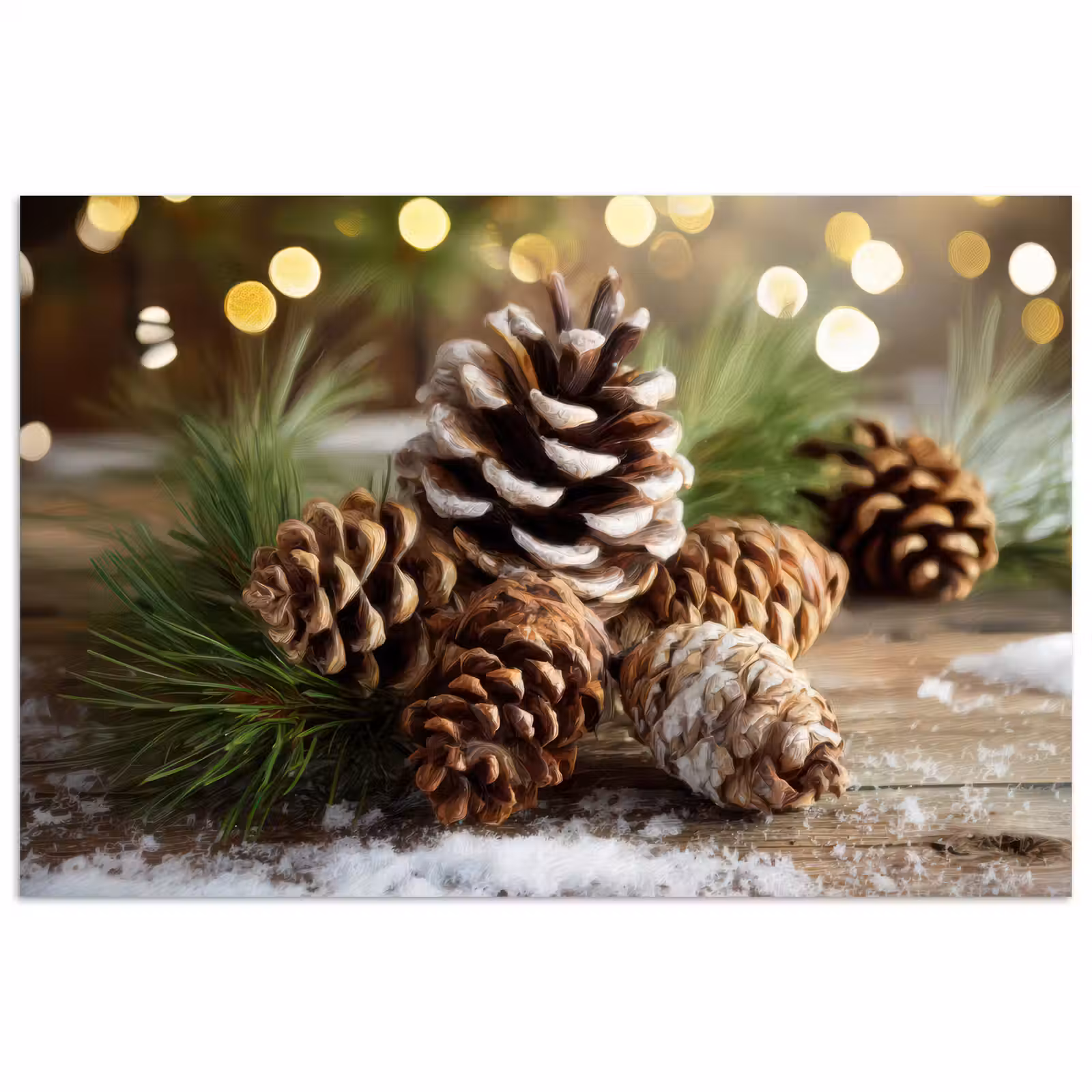 Poster - Dennenappels - Kerstsfeer - Bruin - Groen — 1