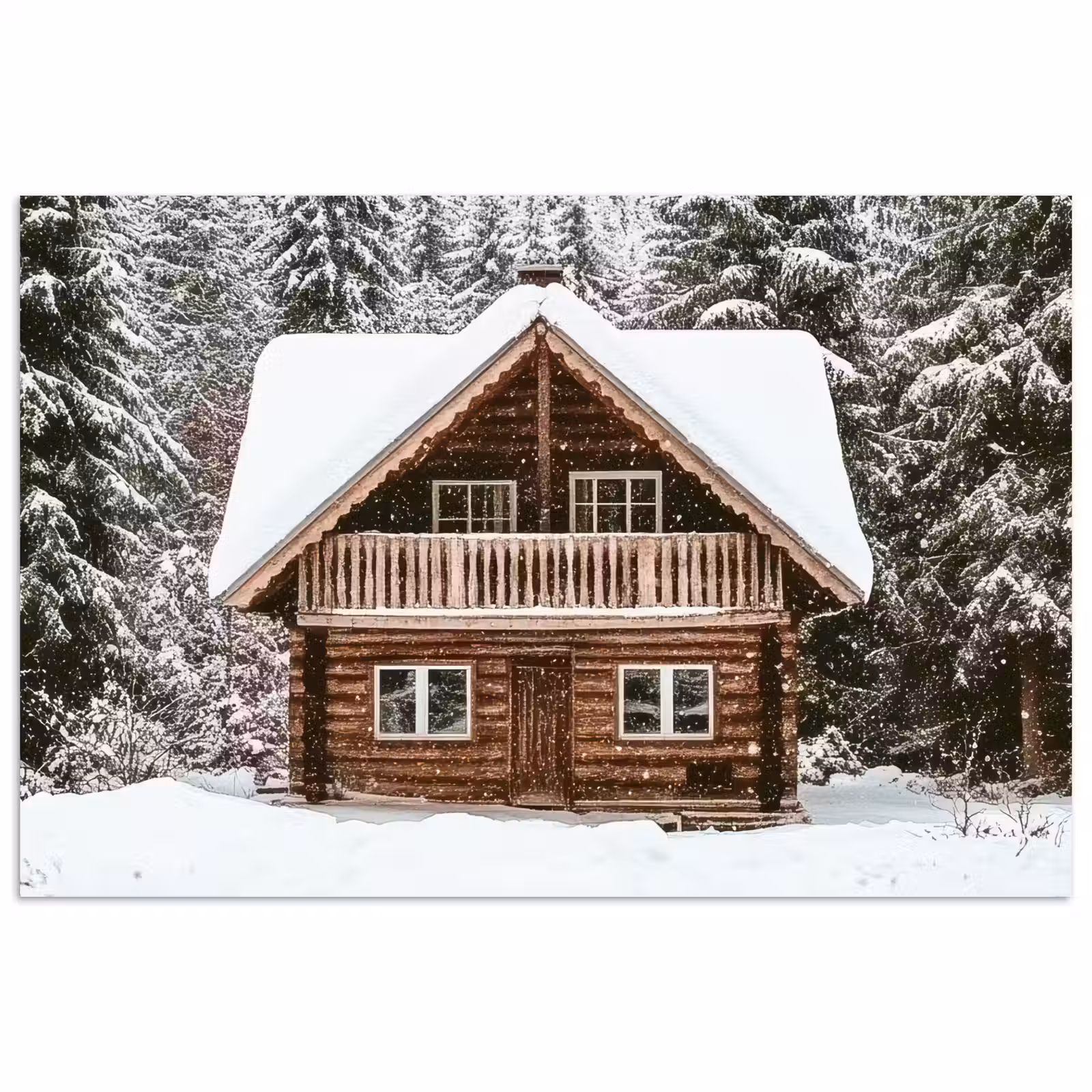 Poster - Huis - Bos - Winter - Natuur - Sneeuw — 1